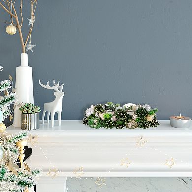 Northlight 13-in. Pinecone & Glitter Tealight Candle Holder