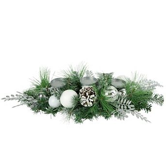 Northlight 30 in Pine Candle Holder with Pinecones & Christmas Ornaments