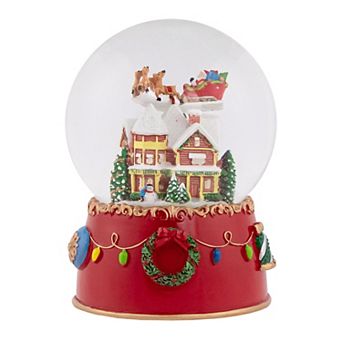 Northlight 7 in Santa & Reindeer Musical Snow Globe Table Decor