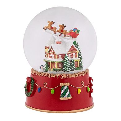 Northlight 7-in. Santa & Reindeer Musical Snow Globe Table Decor
