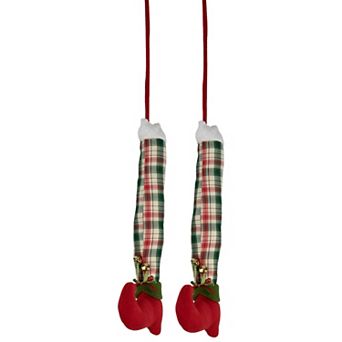 Northlight 2 pk 30 in Plush Elf Leg Christmas Picks Tree Decor