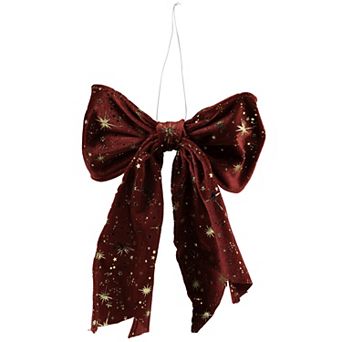 Northlight 9 in Glittered Starburst Velveteen Bow Christmas Decoration