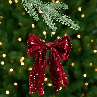 Northlight 9-in. Glittered Starburst Velveteen Bow Christmas Decoration