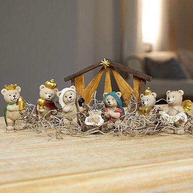 Northlight 8-pc. Bears Christmas Nativity Set Table Decor