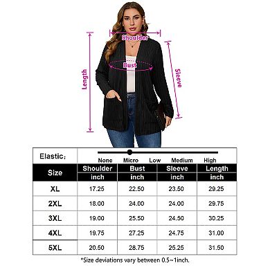 Womens Plus Size Open Front Cardigan Lightweight Long Sleeve Sweaters Coat Outerwear with Pockets