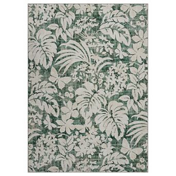 Area Rug Botanical Floral Leaf Printed Accent Carpet with Non-Slip Backing Stain-Resistant Indoor