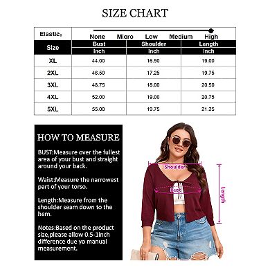 Plus Size Women's Short Knit Cardigan Lightweight Tie Sweater Cover Up Casual Open Front Shrug