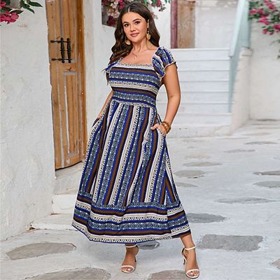 princess polly baby blue dress ON SALE!! Women Long Maxi Dress Boho Holiday Beach Summer Party Floral  Sundress main image 1