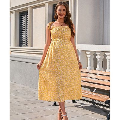 casual nursing maxi dress SHEIN Ditsy Floral V-Neck Short Sleeve Casual Maxi Nursing Dress, Summer  Blue White Women Vacation Dresses Maternity And Midi