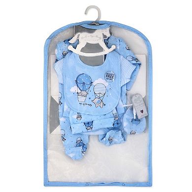 Baby Boys Animals in Balloons 5 Pc Layette Gift Set