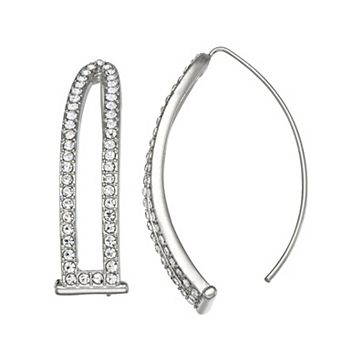 Simply Vera Vera Wang Silver and Tone Simulated Crystal Elongated Oval Threader Earrings