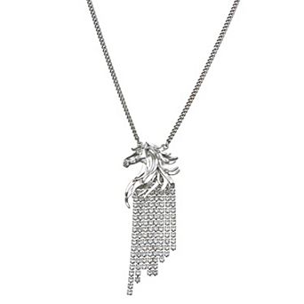 Simply Vera Vera Wang Silver and Tone Simulated Crystal Horse Chandelier Pendant Necklace