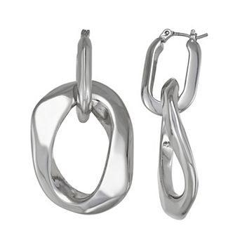 Simply Vera Vera Wang Silver Tone Click-It Large Ring Drop Earrings