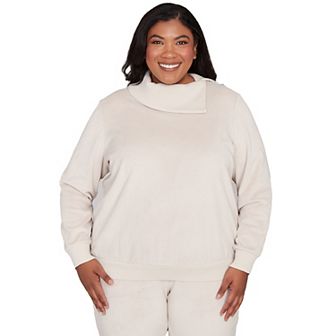 Plus Size Alfred Dunner Solid Shimmer Detail Envelope Neck Top