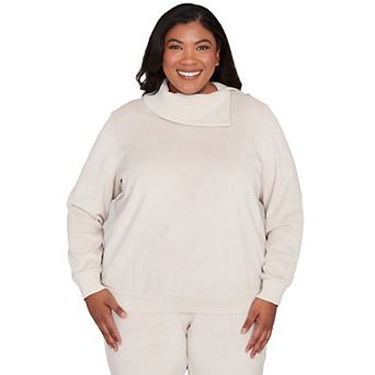 Plus Size Alfred Dunner Solid Shimmer Detail Envelope Neck Top