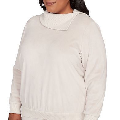 Plus Size Alfred Dunner Solid Shimmer Detail Envelope Neck Top