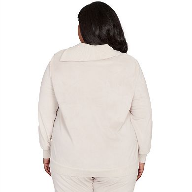 Plus Size Alfred Dunner Solid Shimmer Detail Envelope Neck Top