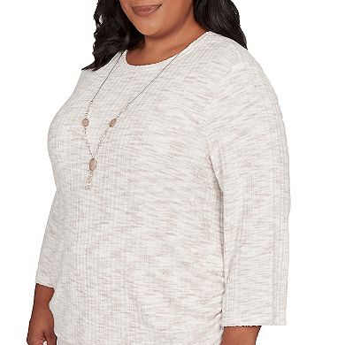 Plus Size Alfred Dunner Space Dye Knit Top with Necklace