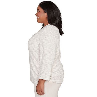 Plus Size Alfred Dunner Space Dye Knit Top with Necklace