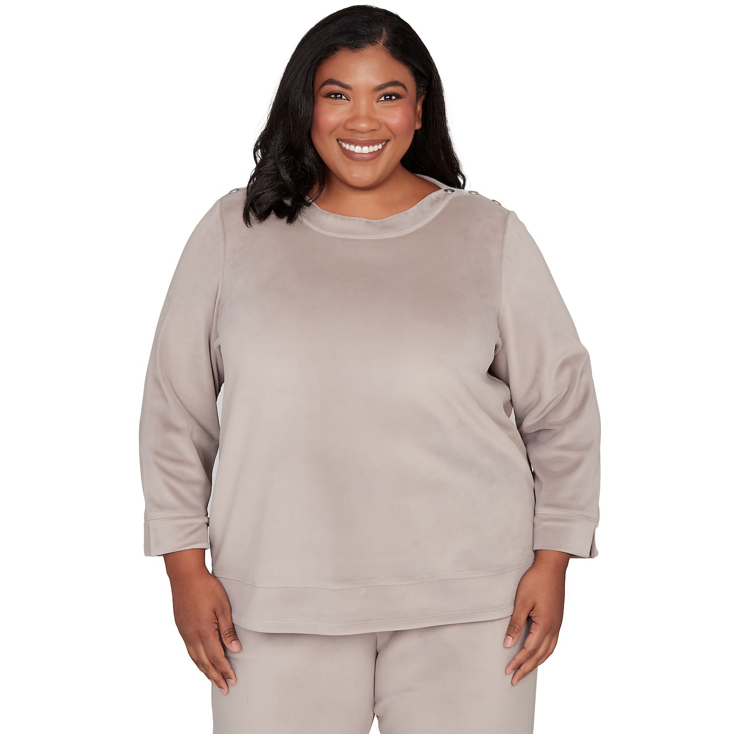 Plus Size Alfred Dunner Luxe Shoulder Button Top