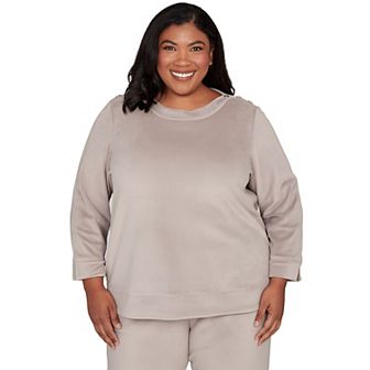 Plus Size Alfred Dunner Luxe Shoulder Button Top