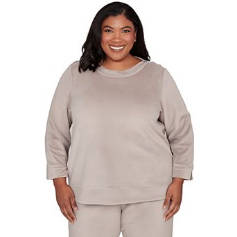 Plus Size Alfred Dunner Luxe Shoulder Button Top