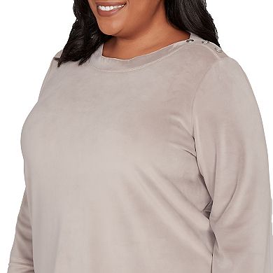 Plus Size Alfred Dunner Luxe Shoulder Button Top
