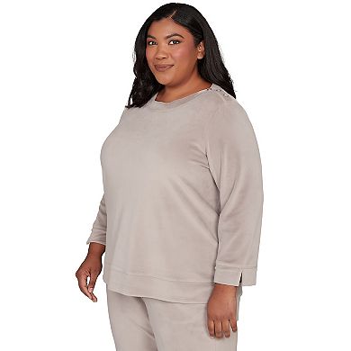 Plus Size Alfred Dunner Luxe Shoulder Button Top