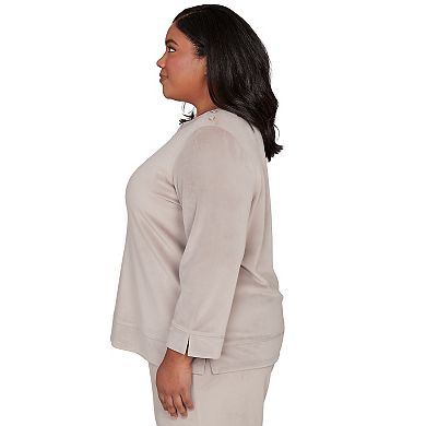 Plus Size Alfred Dunner Luxe Shoulder Button Top