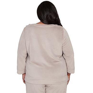 Plus Size Alfred Dunner Luxe Shoulder Button Top