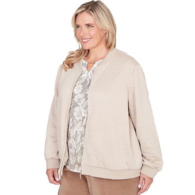 Plus Size Alfred Dunner Medallion Quilted Bomber Jacket