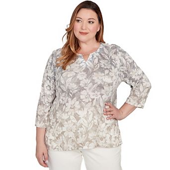 Plus Size Alfred Dunner Ombre Floral Knit Top
