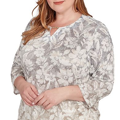 Plus Size Alfred Dunner Ombre Floral Knit Top