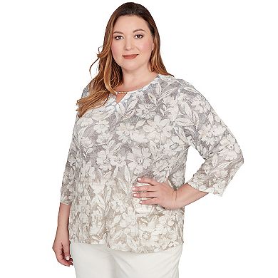 Plus Size Alfred Dunner Ombre Floral Knit Top