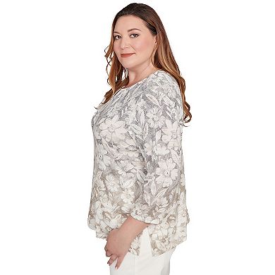 Plus Size Alfred Dunner Ombre Floral Knit Top