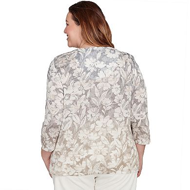 Plus Size Alfred Dunner Ombre Floral Knit Top
