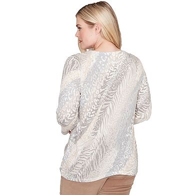 Plus Size Alfred Dunner Diagonal Animal Print Top with Necklace