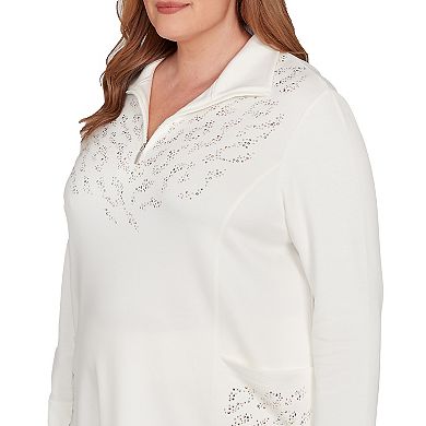 Plus Size Alfred Dunner Metallic Studded Animal Pattern Knit Top