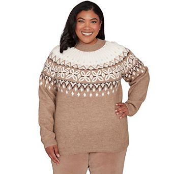 Plus Size Alfred Dunner Fair Isle Gold Studded Sweater