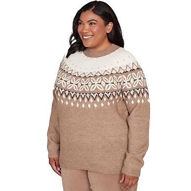 Plus Size Alfred Dunner Fair Isle Gold Studded Sweater