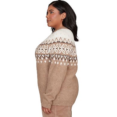 Plus Size Alfred Dunner Fair Isle Gold Studded Sweater