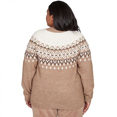Plus Size Alfred Dunner Fair Isle Gold Studded Sweater