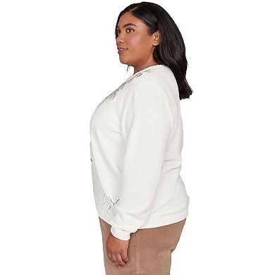 Plus Size Alfred Dunner Floral Embroidered Chenille Sweater