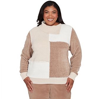 Plus Size Alfred Dunner Colorblock Sweater with Mock Neck