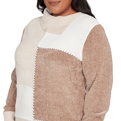 Plus Size Alfred Dunner Colorblock Sweater with Mock Neck
