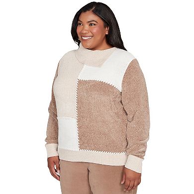 Plus Size Alfred Dunner Colorblock Sweater with Mock Neck