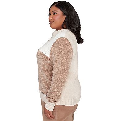 Plus Size Alfred Dunner Colorblock Sweater with Mock Neck
