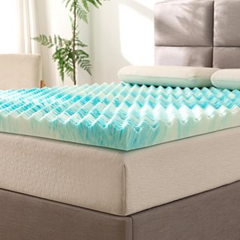 Elegant Comfort Memory Foam Cooling Gel-Infused Egg Crate 3 in Mattress Topper.