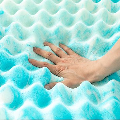 Elegant Comfort Memory Foam Cooling Gel-Infused Egg Crate 3in Mattress Topper.