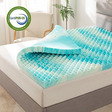 Elegant Comfort Memory Foam Cooling Gel-Infused Egg Crate 3in Mattress Topper.